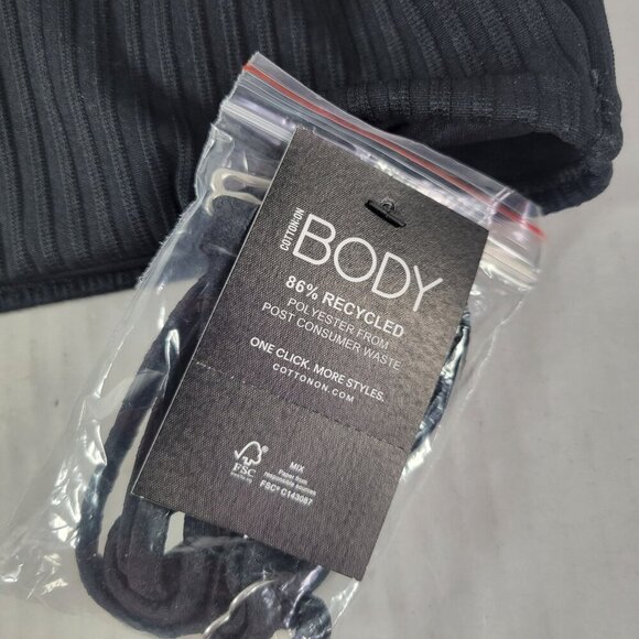 Cotton On Body Recycled Polyester Ribbed Black Bandeau Bikini Top Size Large - Picture 4 of 10
